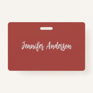 Kalligrafie Elegant Gepersonaliseerde Brick Red Badge