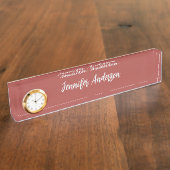 Kalligrafie Elegant Gepersonaliseerde Brick Red Naambordje (Zijkant)