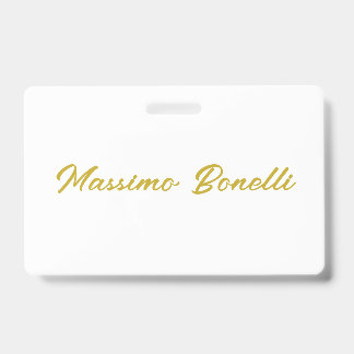Kalligrafie Elegant Goud Wit Eenvoudig Naam Badge
