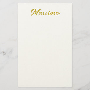 Kalligrafie Elegant Goud Wit Eenvoudig Naam Briefpapier