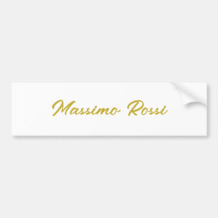 Kalligrafie Elegant Goud Wit Eenvoudig Naam Bumpersticker