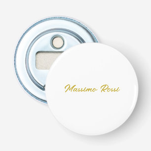 Kalligrafie Elegant Goud Wit Eenvoudig Naam Button Flesopener