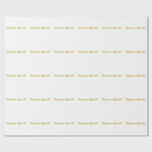 Kalligrafie Elegant Goud Wit Eenvoudig Naam Cadeaupapier