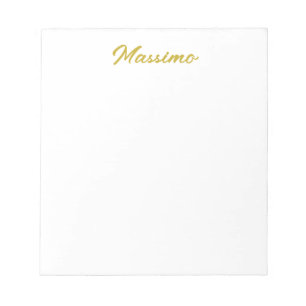 Kalligrafie Elegant Goud Wit Eenvoudig Naam Notitieblok
