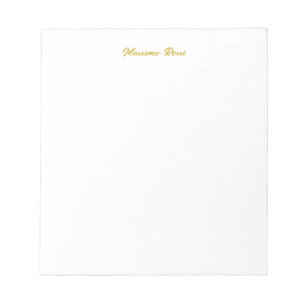 Kalligrafie Elegant Goud Wit Eenvoudig Naam Notitieblok