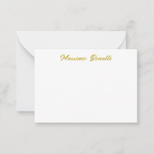 Kalligrafie Elegant Goud Wit Eenvoudig Naam Notitiekaartje
