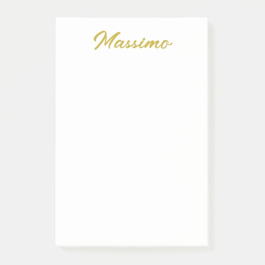 Kalligrafie Elegant Goud Wit Eenvoudig Naam Post-it® Notes (Voorkant)