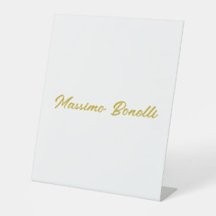 Kalligrafie Elegant Goud Wit Eenvoudig Naam Reclamebord Met Voetstuk