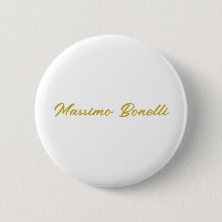 Kalligrafie Elegant Goud Wit Eenvoudig Naam Ronde Button 5,7 Cm
