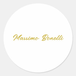 Kalligrafie Elegant Goud Wit Eenvoudig Naam Ronde Sticker