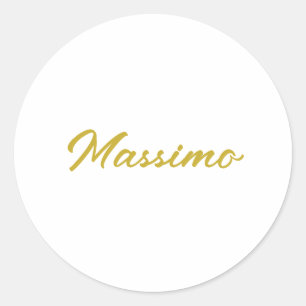 Kalligrafie Elegant Goud Wit Eenvoudig Naam Ronde Sticker