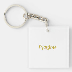 Kalligrafie Elegant Goud Wit Eenvoudig Naam Sleutelhanger