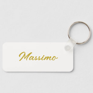 Kalligrafie Elegant Goud Wit Eenvoudig Naam Sleutelhanger