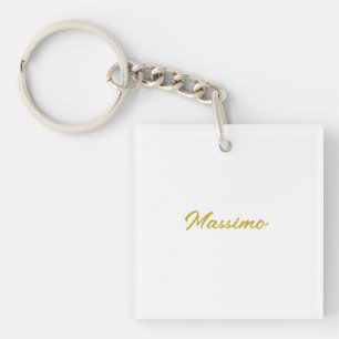 Kalligrafie Elegant Goud Wit Eenvoudig Naam Sleutelhanger