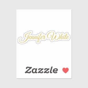 Kalligrafie Elegant Goud & Wit Krachtig Retro Naam Sticker