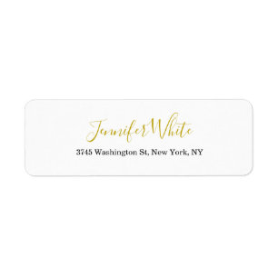 Kalligrafie Elegant Goud Zwart & Wit Chic Plain Etiket