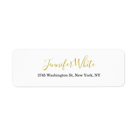 Kalligrafie Elegant Goud Zwart & Wit Chic Plain Etiket (Voorkant)