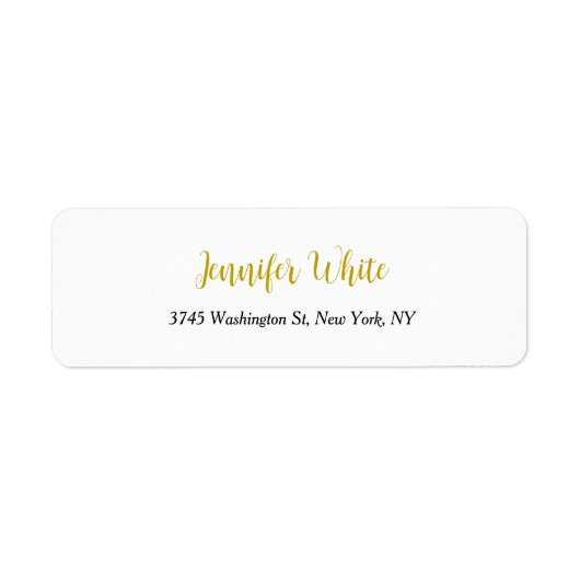 Kalligrafie Elegant Goud Zwart & Wit Chic Plain Etiket (Voorkant)