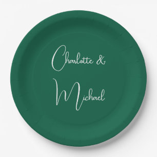 Kalligrafie Elegant Green Plain Eenvoudige Namen Papieren Bordje