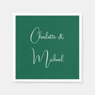 Kalligrafie Elegant Green Plain Eenvoudige Namen Servet