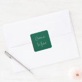 Kalligrafie Elegant Green Plain Eenvoudige Namen Vierkante Sticker (Envelop)