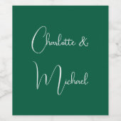 Kalligrafie Elegant Green Plain Eenvoudige Namen Wijn Etiket (Enkel label)