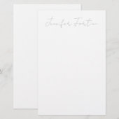 Kalligrafie Elegant Grijs & Wit Eenvoudig Briefpapier (Voorkant / Achterkant)