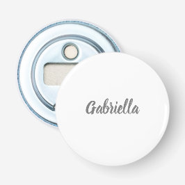 Kalligrafie Elegant Grijs Wit Eenvoudige Naam Button Flesopener