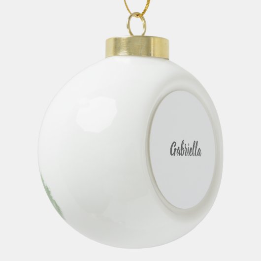 Kalligrafie Elegant Grijs Wit Eenvoudige Naam Keramische Bal Ornament (Links)
