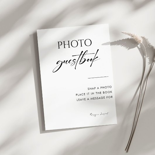 Kalligrafie Elegant Huwelijksfoto Guestbook Bord Poster