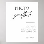 Kalligrafie Elegant Huwelijksfoto Guestbook Bord Poster (Voorkant)