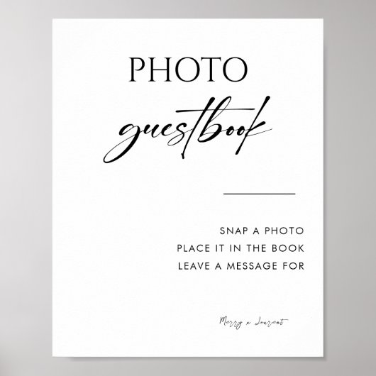Kalligrafie Elegant Huwelijksfoto Guestbook Bord Poster (Voorkant)