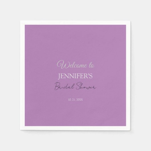 Kalligrafie Elegant Lavendel Welkom Vrijgezellenfe Servet (Voorkant)