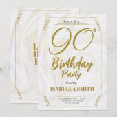 Kalligrafie Elegant Modern Goud 90e Verjaardag Kaart (Voorkant / Achterkant)