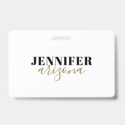 Kalligrafie Elegant Plain Voeg eigen naam toe Badge (Front)