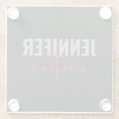 Kalligrafie Elegant Plain Voeg eigen naam toe Glazen Onderzetter (Achterkant)