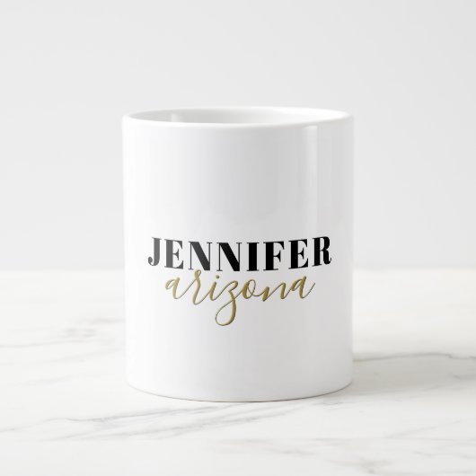 Kalligrafie Elegant Plain Voeg eigen naam toe Grote Koffiekop (Voorkant)