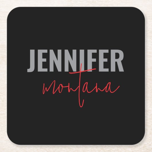 Kalligrafie Elegant Plain Voeg eigen naam toe Kartonnen Onderzetters (Voorkant)