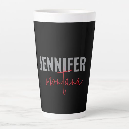 Kalligrafie Elegant Plain Voeg eigen naam toe Latte Mok (Voorkant)