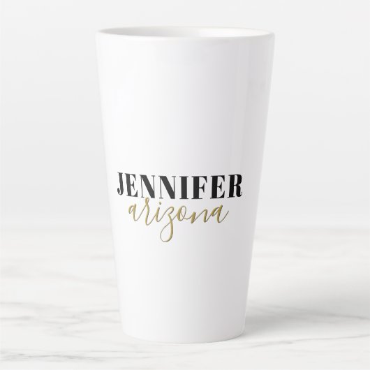 Kalligrafie Elegant Plain Voeg eigen naam toe Latte Mok (Voorkant)