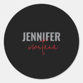 Kalligrafie Elegant Plain Voeg eigen naam toe Ronde Sticker (Voorkant)
