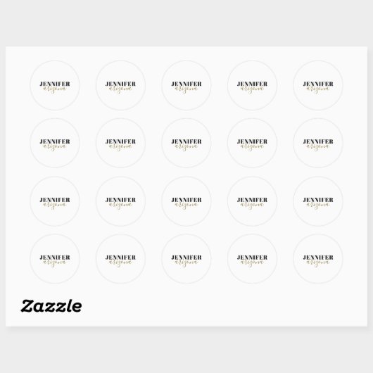 Kalligrafie Elegant Plain Voeg eigen naam toe Ronde Sticker (Vel)