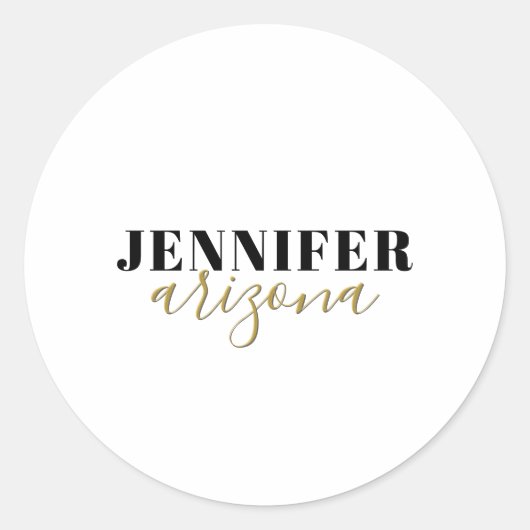 Kalligrafie Elegant Plain Voeg eigen naam toe Ronde Sticker (Voorkant)