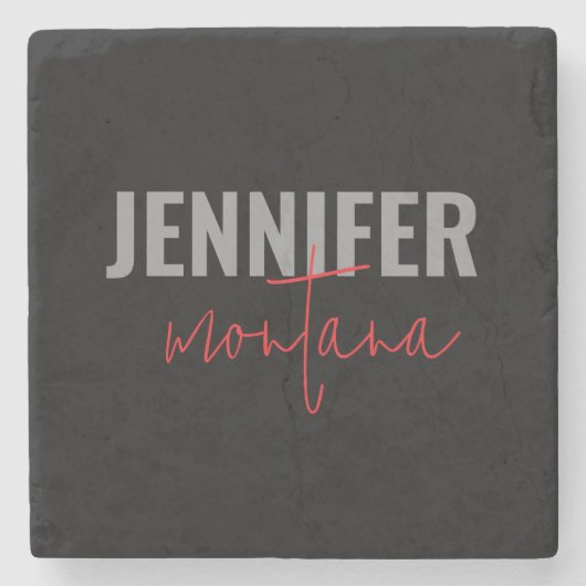 Kalligrafie Elegant Plain Voeg eigen naam toe Stenen Onderzetter (Voorkant)