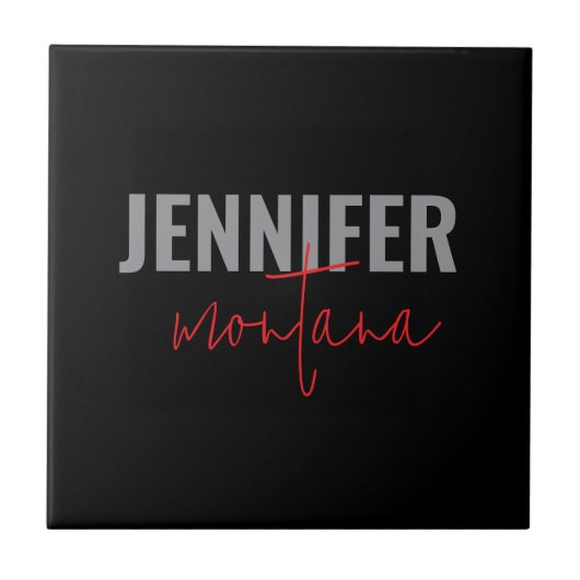 Kalligrafie Elegant Plain Voeg eigen naam toe Tegeltje (Voorkant)