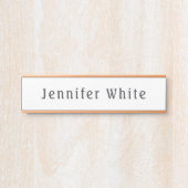 Kalligrafie Elegant Retro Grijs Wit Naam Deurbordje (Voorkant)