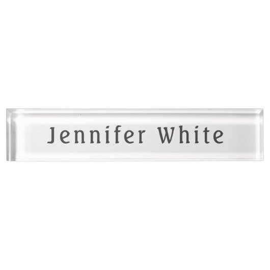 Kalligrafie Elegant Retro Grijs Wit Naam Naambordje (Voorkant)