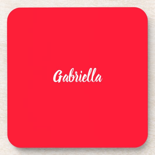 Kalligrafie Elegant Rood Wit Eenvoudige Naam Bier Onderzetter (Voorkant)