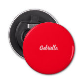 Kalligrafie Elegant Rood Wit Eenvoudige Naam Button Flesopener (Voorkant)
