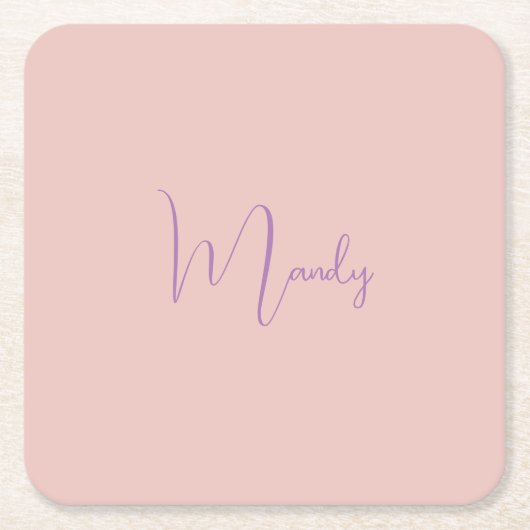 Kalligrafie Elegant Roos Goud Gewoon Eenvoudige Na Kartonnen Onderzetters (Voorkant)